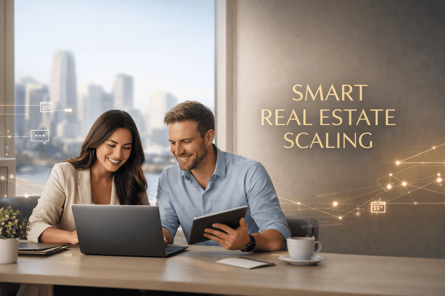 Real Estate AI Agents helping professionals scale efficiently in a modern office environment