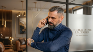 real estate agent checking time while on call illustrating lead response time urgency