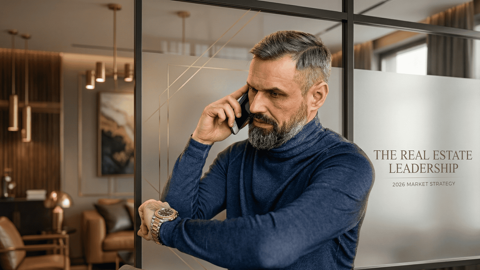 real estate agent checking time while on call illustrating lead response time urgency